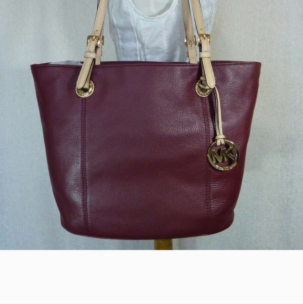 Michael Kors Jet Set Claret Pebbled Leather Pebble Tote NWOT